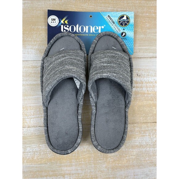 ISOTONER Women's Slide in Slippers with Memory Foam SM 6.5-7 Gray NEW - Picture 1 of 5